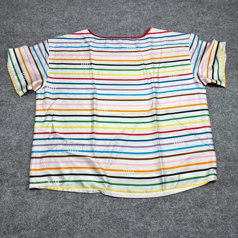 Ann Taylor Sleep Women's Rainbow Striped Pajama Top‎ Size L Polyester